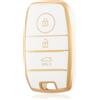 OFF WE GO Custodia Chiave Cover Chiave Guscio Chiavi per Kia Sportage Picanto GT Ceed 2 Sorento Rio Niro Stonic Ceed Soul Cerato TPU Macchina Copri Chiavi Telecomando Auto Portachiavi, Oro Bianco