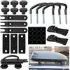 SUPRBIRD Fissaggio per Box da Tetto, 4 Pezzi Kit di Montaggio per Box da Tetto | Supporto da Parete a U Staffa Universale, con 8 Dadi Di Bloccaggio Per Impieghi Gravosi e 2 Bende, Larghezza Interna di 85mm