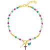 LUXURY MILANO Bracciale argento dorato spinello ametista amazzonite perla