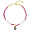 LUXURY MILANO Bracciale argento dorato spinello fucsia e acquamarina