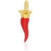 LUXURY MILANO Pendente corno mini smaltato rosso argento 925 dorato