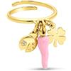 LUXURY MILANO Anello in argento dorato 925 con ciondoli portafortuna