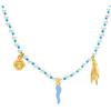 LUXURY MILANO Collana argento 925 dorato con zirconi azzurri e pendenti