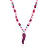 LUXURY MILANO Collana in argento dorato 925 con zirconi colorati e ciondolo cornetto zirconato fucsia