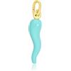 LUXURY MILANO Pendente corno smalto turchese in argento dorato 3 cm