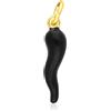 LUXURY MILANO Pendente corno smalto nero in argento dorato 3 cm