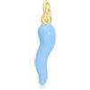 LUXURY MILANO Pendente corno smalto azzurro argento 925 dorato 3 cm
