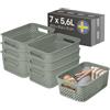 SmartStore Essence Cesto contenitore medio con manici 7x 5,6 L Verde | Scatola organizzatore in plastica riciclata per bagno, lavanderia, cucina, garanzia di 10 anni, 29,5x20,5x12 cm