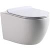 LANERI WC SOSPESO Serie Bent Rim - Vaso Sospeso Rimless - Senza Brida - Bianco Lucido - Misura cm. 52 - Coprivaso Soft-Close