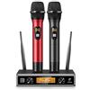 TONOR Microfono radio wireless UHF in metallo, professionale dinamico doppio microfoni senza fili, sistema mic a mano, set per karaoke, feste, DJ, chiesa, matrimonio, riunione, 60m, Nero e Rosso,TW820