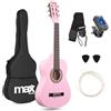 MAX SoloArt - Chitarra acustica 1/4 per bambini dai 3 anni in su, con custodia, plettro, tracolla e accessori per corde, chitarra per bambini dai 3 anni in su, colore: Rosa