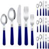 Royal Shang Youpin Manico in Plastica Addensata Cucina Posate in Acciaio Inossidabile Posate Posate Set Coltello Da Bistecca Forchetta Cucchiaio Cucchiaino (Blu,20 pezzi)