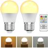 BrightArk Lampada a LED E27 con Telecomando, 3 Colori (3000K-6000K) Lampada Dimmabile E27 per Soggiorno Camera da Letto, Lampadine a Telecomando con Cronometro, Funzione di Memoria (2 Pezzi)