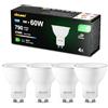 DiCUNO Lampadina LED GU10 Classe B, 5W Equiv. 60W, 2700K, 790lm, 4 Pezzi