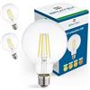 Bratek 2 Lampadine Globo Led E27 Luce Fredda Vintage 6500k 8w 880 Lumen | Lampadina Globo Vintage E27 Filamento Led Trasparente Equivalente 90w a Incandescenza o 80w Alogena