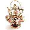 CHANJOON Set da tè in ceramica placcato oro con rosa rossa, set da tè vintage con teiera, bellissimo set da tè per 6 persone (oro, grande)