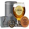 CROWNLY CRYSTAL® 1986 Regalo Uomo 40 Anni | Bicchiere Birra Personalizzato Compleanno Fratello