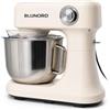 BLUNORD Impastatrice Planetaria 5 Litri 1500W, Planetaria da Cucina con 12 Velocità, Ciotola in Acciaio Inox con Manico, 3 Accessori per Pane Pizza Dolci, Coperchio Paraschizzi, Cream