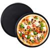 Relaxdays 4x Teglia per Pizza, Set, Rotonda, Forata, Antiaderente, per Crostate, Acciaio al Carbonio, ∅ 32 cm, Grigio