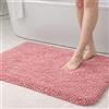 PUFFMAT Tappeto da bagno antiscivolo, super assorbente, in microfibra, morbido, soffice, lavabile in lavatrice, per bagno, WC, doccia, 90 x 60 cm, rosa