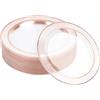 Matana 20 Piatti di Plastica Rigida Trasparente con Bordo Oro Rosa, 26cm - Eleganti, Robusti e Riutilizzabili - Matrimoni, Compleanni, Battesimi, Barbecue, Natale, Feste