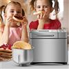 Hurrylying 650 W Bread Maker, 19 funzioni di applicazione, display LCD, 3 livelli di marrone, funzione di riscaldamento, BäCker 1000 g, 19 programmi, facile da usare, il monitor in acciaio inox, argento, pane