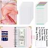 Hnogri Raccoglitore per bilancio con buste con cerniera, formato A6, per risparmiare denaro, per budget, in pelle PU, organizer per banconote, portafoglio floreale da donna.