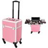YEITBY Beauty Case per trucchi, 3 in 1, con ruote rimovibili, telaio in alluminio, 34 x 24 x 47 cm, colore: rosa