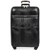 House Of Leather Premium PU pelle Croc-Print bagagli Hybrid Shell valigie leggere con serratura, 360 ° liscio Spinner & ruote stabilizzatrici Black Elite, Nero , M, Set Bagagli con Ruote Spinner