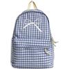 Kexpery Zaino scolastico elegante con motivo a quadretti, con fiocco, per scuola, vita quotidiana, blu, Moyen, Sporty