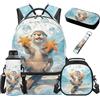 SEANATIVE Zaino per bambini, set da 5 pezzi con borsa termica per il pranzo, Otter, Zainetto