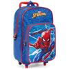 PERLETTI Zaino Trolley Spiderman per Bambino Rosso e Blu - Trolley Bimbo Scuola Materna e Asilo Uomo Ragno - Zainetto con Ruote Bimbi Marvel Spider Man con Pratica Tasca Frontale (Rosso e Blu)