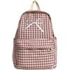 Kexpery Zaino scolastico elegante con motivo a quadretti, con fiocco, per scuola, vita quotidiana, Rosa, Moyen, Sporty