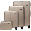 WITTCHEN Stripes Line Set valigie con beauty case Valigie da viaggio Bagaglio rigido ABS 4 ruote doppie Manico telescopico Chiusura con lucchetto Oro