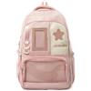 JIABAOZ Zaino Per La Scuola Elementare E Media,Ita Bag,Grande Zaini Scuola Bambina in Poliestere Resistente All'acqua,Include Ciondolo A Stella E Badge Casuale,per Adolescenti Ragazze (Rosa)