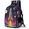 WECECE Zaino Scolastico Space Rocket Bambina Classe 3 Zainetto Space Ship Bambino 7 Anni Cartella Elementare Classe 3-5, Backpack Outdoor Facile da Abbinare Lezioni Tempo Libero