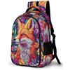 WECECE Zaino Scolastico Fox Bambina Classe 3 Zaino Scolastico Animal Fox Bambino Classe 4 Cartella per Lezioni, Backpack Ritorno Scuola Facile da Abbinare Lezioni Tempo Libero