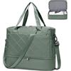 HPLQQ Borsone da Viaggio Donna Bagaglio a Mano Ryanair 40x30x20, Borsa Sportiva Borsone da Palestra con Scomparto per le Scarpe, Borsa da Weekend, Ospedale Parto, Danza,H03-Verde militare