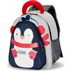 PROTAURI Zainetto Asilo Bambino 3D-Animal, Zaino Bimbo Asilo con Cinturino Toracico & Riflettori, Zaino Asilo Nido Leggero Adatto a DIN A4 2-6 Anni, 10.3L, Grigio Pinguino