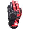 DAINESE Reacto Carbon Short Gloves, Guanti Moto Corti in Pelle con Protezione Nocche in Carbonio e Imbottiture Palmo e Dita Smart Touch, per Uomo, Black/Red-Lava, L