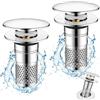 Drasohuija 2 Pezzi Confezione da Scarico Lavabo Bagno Universale Pop up,Filtro Tappo Lavandino Bagno in Metallo con Filtro Anti Clogging,Valvola Piletta Cucina Bidet Vasca(Per il foro di drenaggio di 34~40mm)