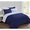 VISION Parure Copripiumino Reversibile 100% Cotone per Letto Matrimoniale - Beige Blu | 1 Copripiumino (200×200 cm) + 2 Federe (65×65 cm) | 57 Fili/cm² | Morbido e Confortevole | Oeko-Tex
