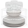 simplywire - Portapiatti a 3 Ripiani - Organizer per armadietti da Cucina - Acciaio Rivestito in Plastica Bianca