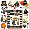 TOAOB THE ONE AND ONLY BABY TOAOB 31 Pezzi 50 Anni Photo Booth Props Compleanno con Cornice Gonfiabile per Selfie Nero e Oro Divertenti Accessori Decorazioni per Fai da Te Happy Birthday Party Fotografica Puntello