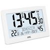 ADE Orologio digitale da tavolo o parete | con due orari di sveglia | Grandi numeri | Calendario | Termometro, igrometro | illuminazione | radiocontrollata segnale orario DCF | bianco