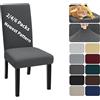 XINEAGE Coprisedie con Schienale 4 Pezzi, Elasticizzato Copertura della Sedia, Copertura Fodera, Banchetto Sedia Sedile Slipcover Cerimonia di Nozze Posate da (4 Pezzi, Grigio Scuro)