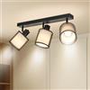 Doughelec Plafoniera Lampada da Soffitto 3 Faretti Orientabili, Nero Faretti da Soffitto Faretto da Parete Vintage Plafoniera 3 Luce E14 bianco caldo Muro per Soggiorno Cucina, Lampadina Non Inclusa