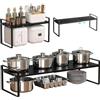 Gevvnss Ripiani Salvaspazio,Scaffale Organizer Mensole Cucina Espandibili 35-65 * 22 * 17cm,Organizer Cucina Divisorio per Spezie,Banconi,Dispensa,Bagno,Set di 1,Nero