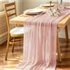 JJZGPP 90 x 300 cm Garza Boho Runner Tavola,Runner Chiffon,Rosa