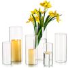 Hewory Vasi Cilindrici di Vetro Per la Decorazione Della Tavola, Hewory 6pcs Clear Vase Set Per Eventi di Nozze Centrotavola, Portacandele Uragano Per le Candele Galleggianti Pilastro, Fiori Vaso Home Decor